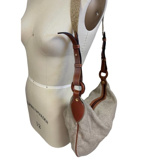 Vintage Redwall Linen Shoulder Bag Leather TRIM NWOT - Picture 3 of 10